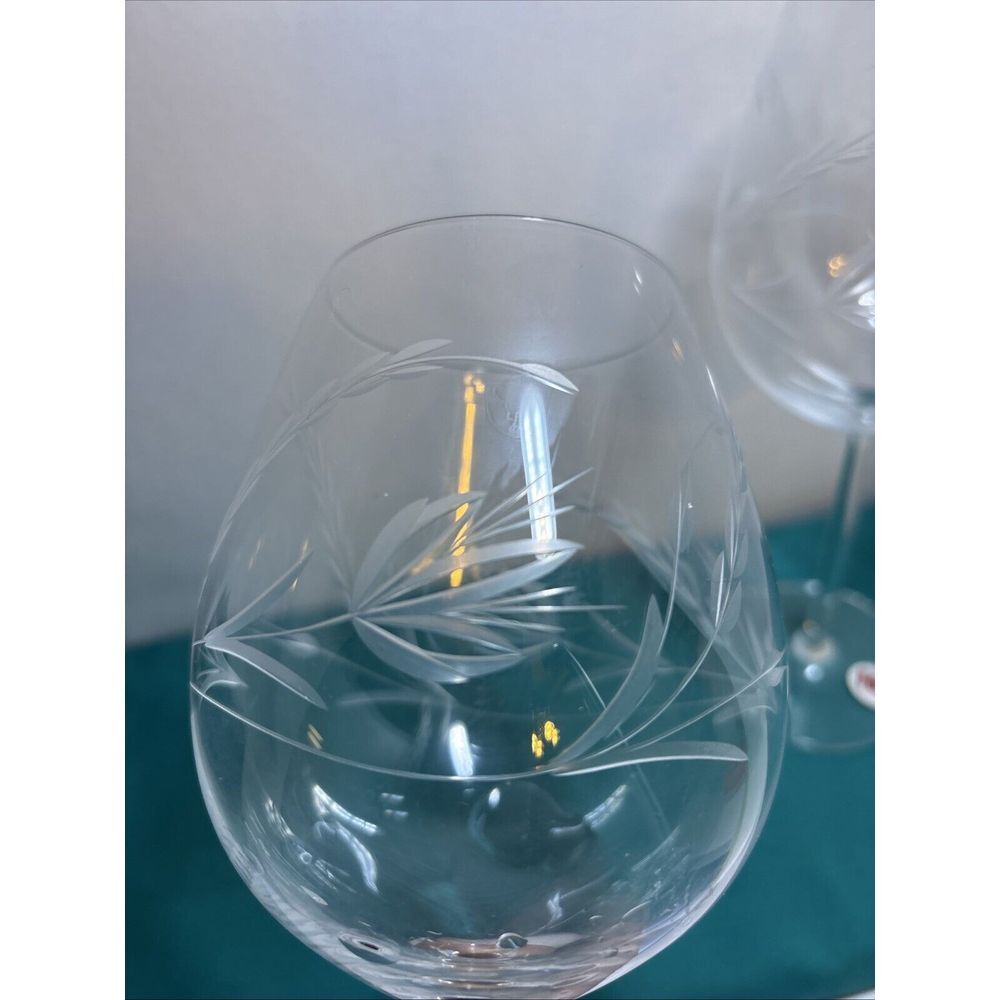 Schott Zwiesel 2 Water Goblets 14 Oz. Warsaw Cut Glass NWT Etched Floral - Picture 4 of 10